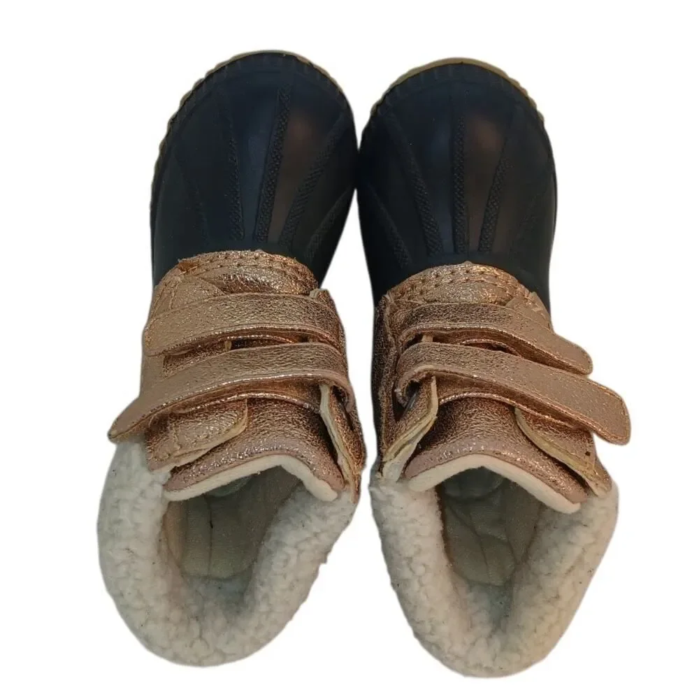 GAP Toddler Girls Rose Gold Glitter Insulated Winter Duck Boots - Size 7/8T